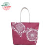 Jute Ladies Bag Maroon Printed